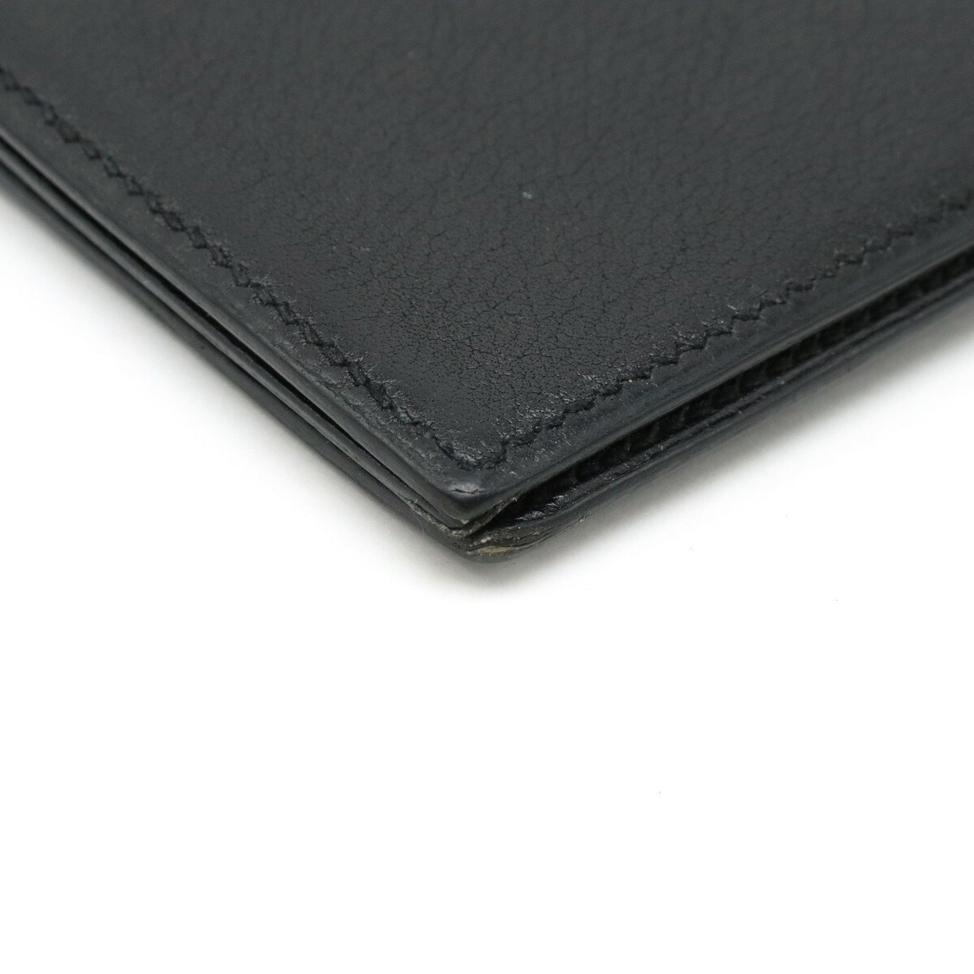 HERMES MC2 Fleming Long Wallet Evergrain Leather Black □Q Stamp