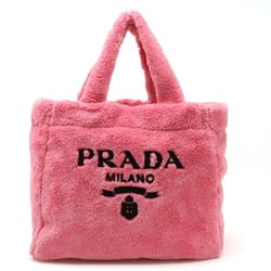 PRADA SPUGNA Tote Bag Shoulder Fabric PETALO Pink NERO Black Purchased at a domestic boutique 1BG130