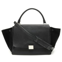 CELINE Trapeze handbag shoulder bag leather suede black