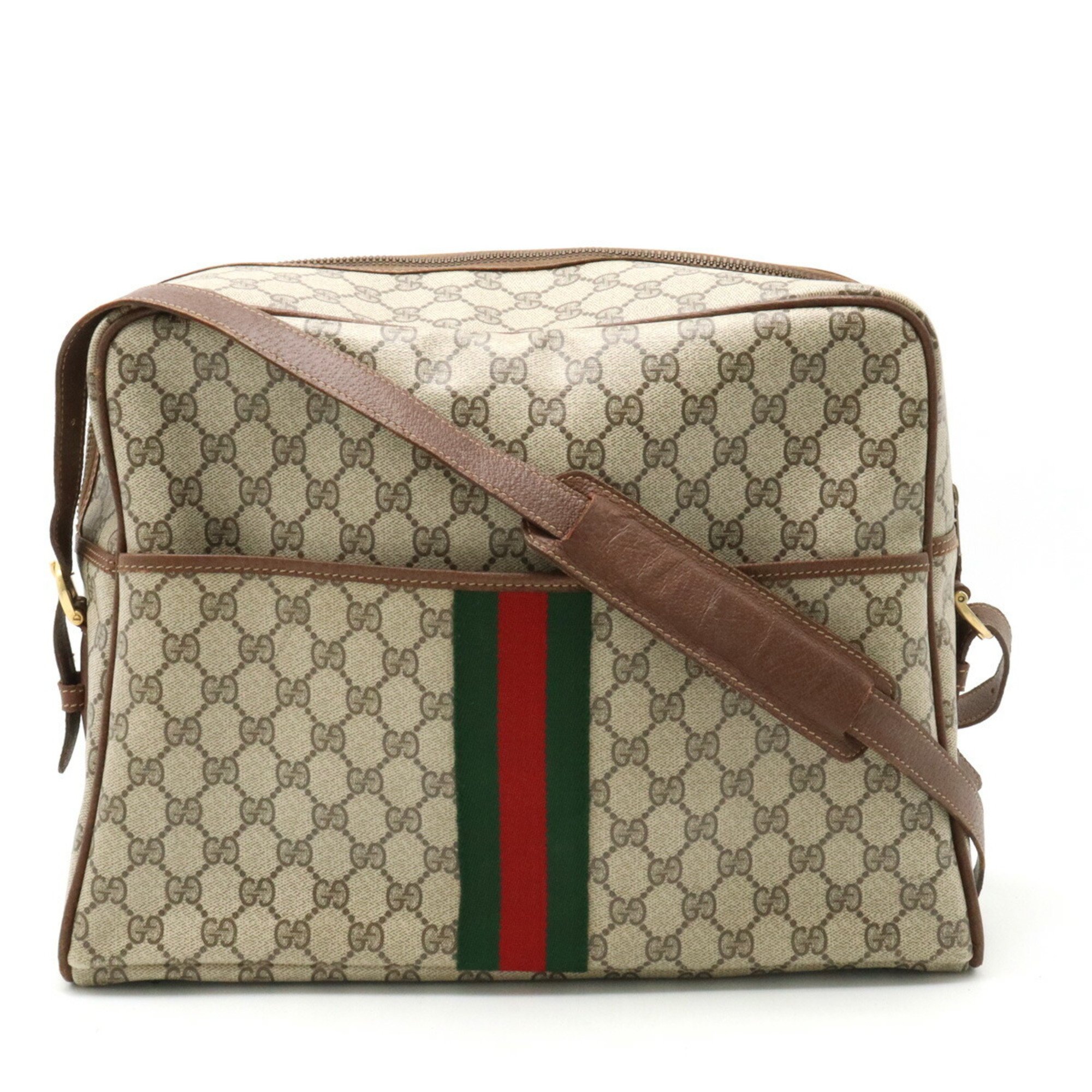 GUCCI Old Gucci GG Plus Sherry Line Shoulder Bag Beige Brown Purchased at San Motoyama