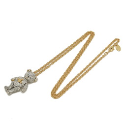 Vivienne Westwood Teddy Bear Motif Necklace Pendant Rhinestone Silver Gold Color