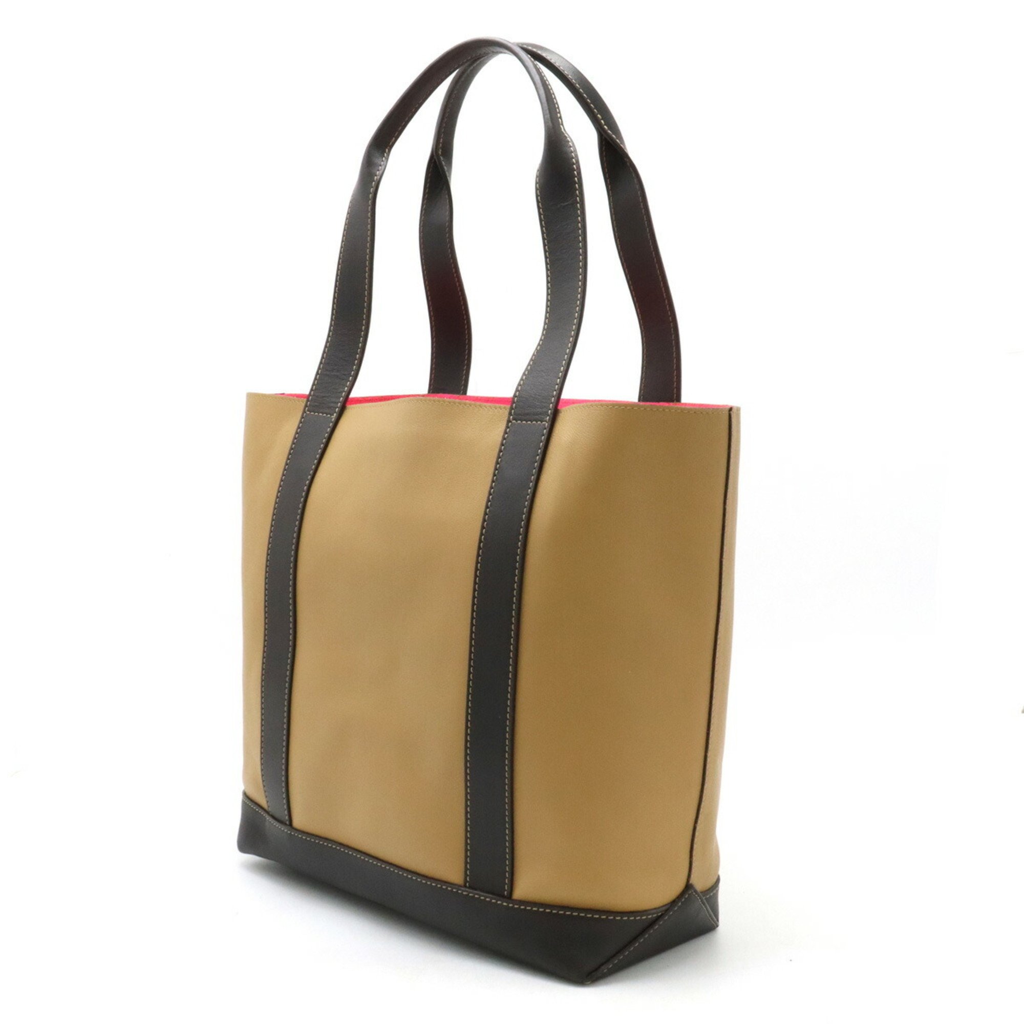 LOEWE Anagram Tote Bag Shoulder Leather Bicolor Brown Dark 386.99.G22