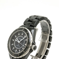 CHANEL J12 Black 12P Diamond Ceramic SS Date 38mm Men's Automatic Watch H1626