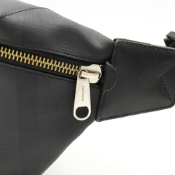 BURBERRY London Check Pattern Body Bag Waist Pouch Hip PVC Leather Dark Gray Black 8014237