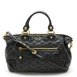 Miu Miu Miu Handbag Tote Bag Shoulder Quilted Leather Black RT0448