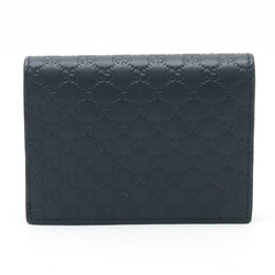 GUCCI Micro Guccissima Compact Wallet Coin Case Card Leather Dark Navy 544474