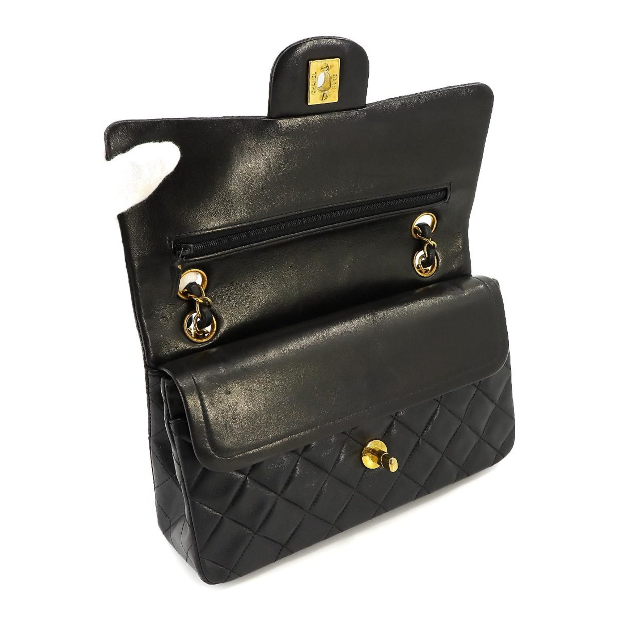CHANEL Matelasse 23 Chain Shoulder Bag Leather Black A01113 Gold Hardware