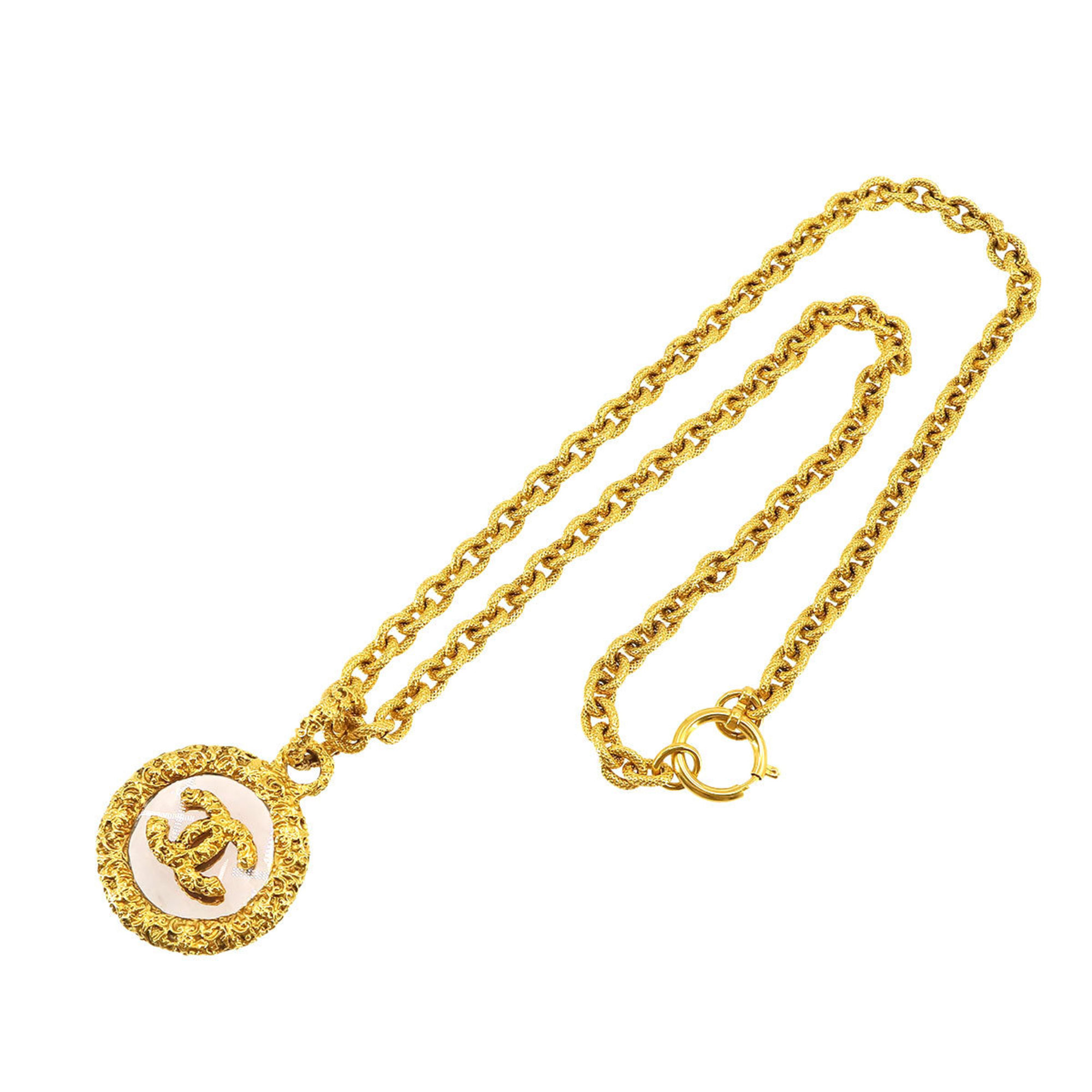 CHANEL Loupe Coco Mark Long Necklace Gold 95A