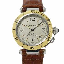 Cartier Pasha 38mm Combi W31012H3 Men's Watch Date Ivory Dial Power Reserve Automatic Self-Winding