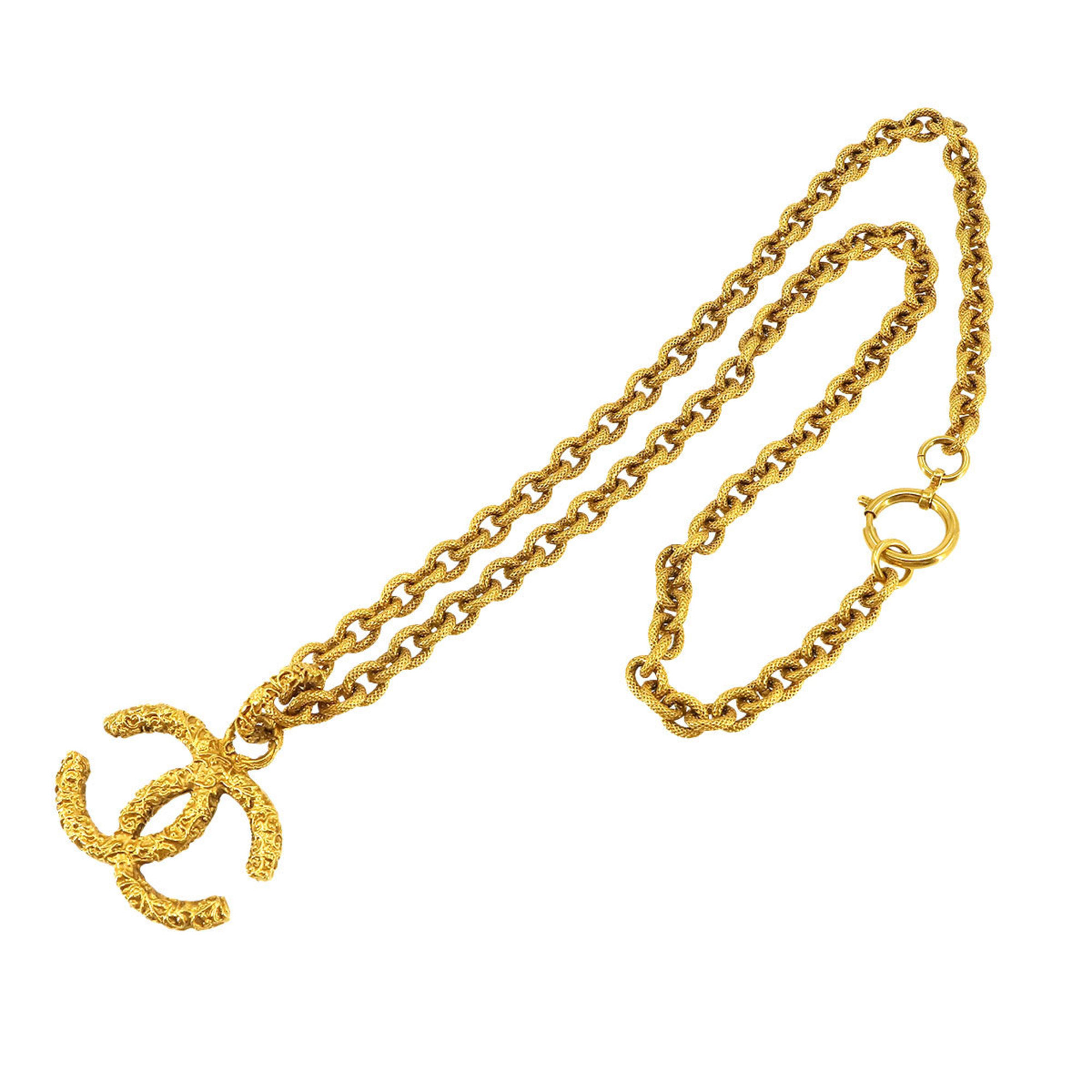 CHANEL Coco Mark Long Necklace Gold 93A