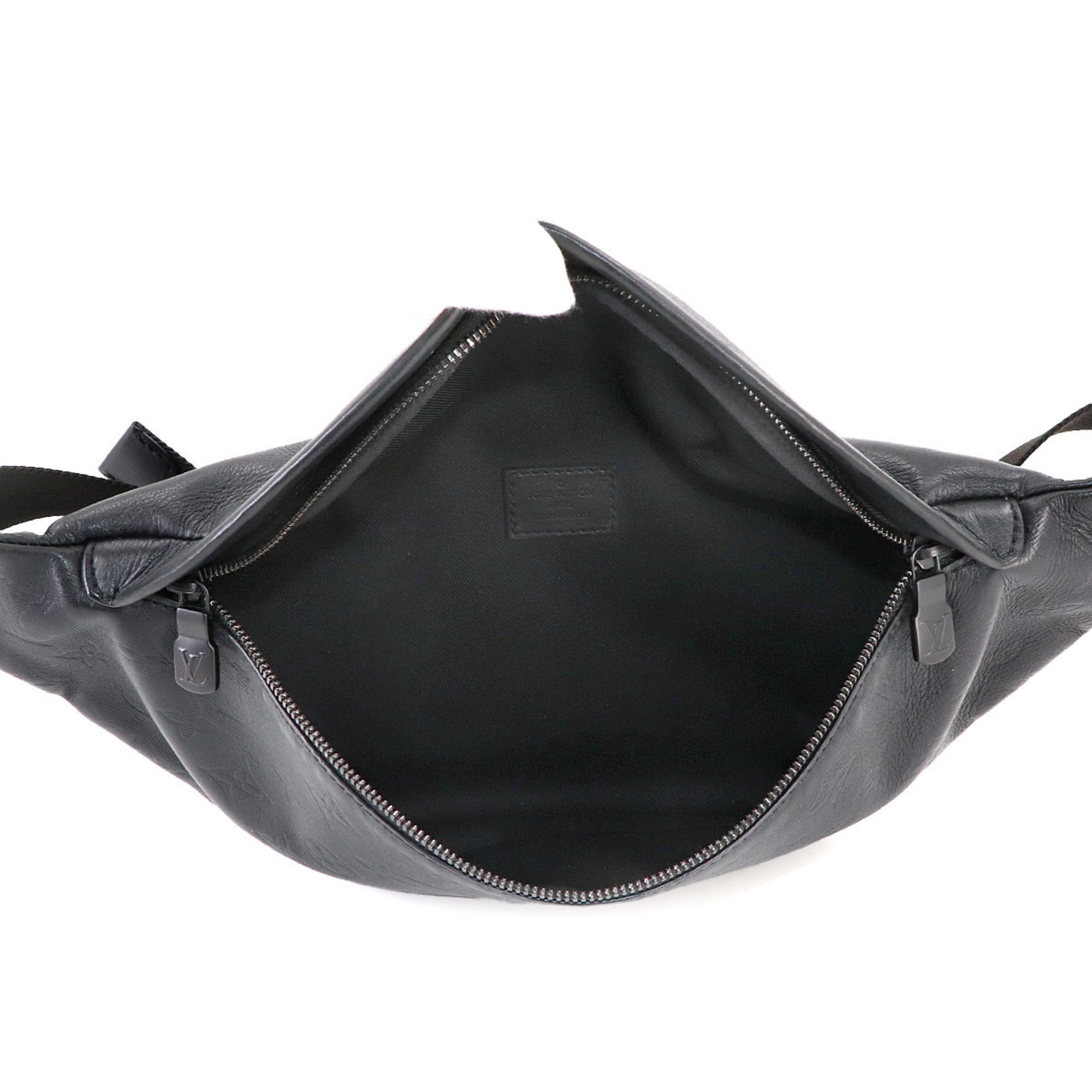 Louis Vuitton LOUIS VUITTON Monogram Shadow Discovery BumBag PM Body Bag Leather Noir Black Metal Fittings M46036 RFID