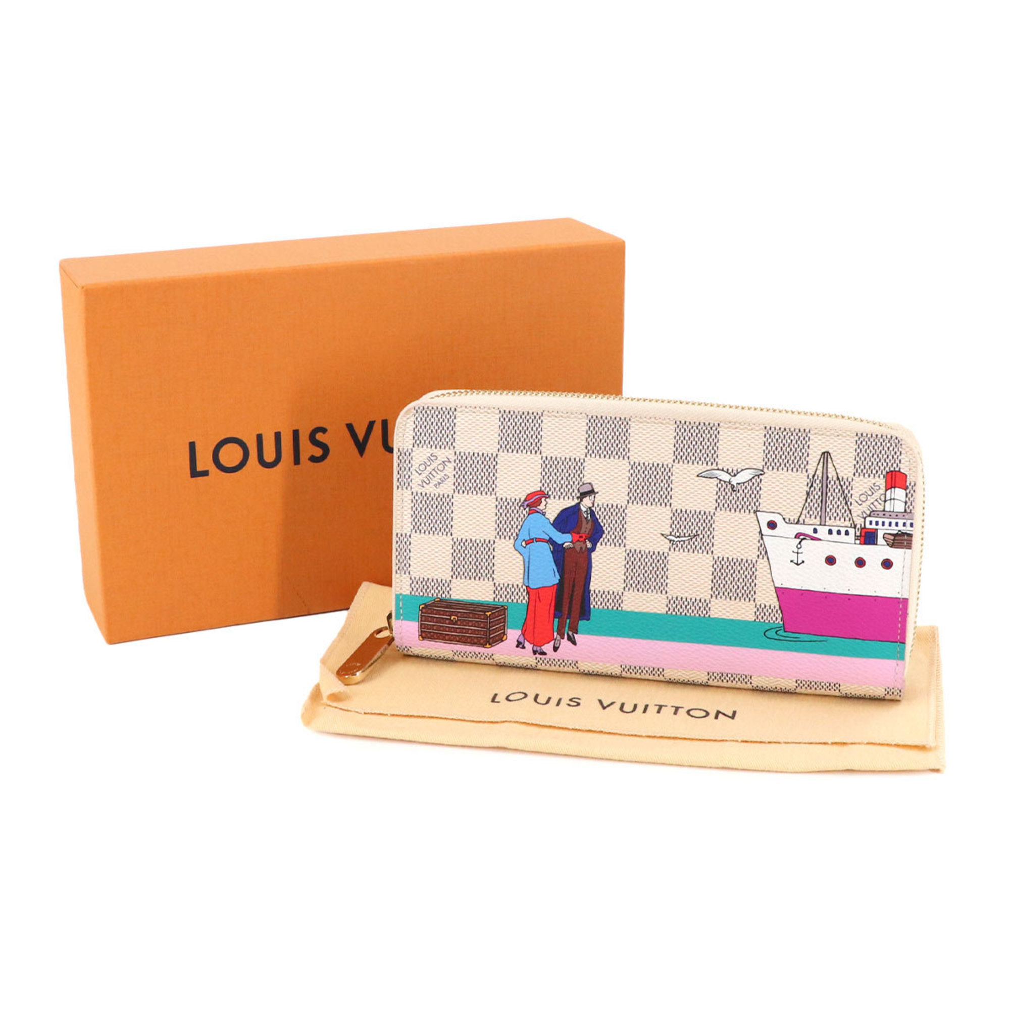 Louis Vuitton Damier Azur Zippy Wallet Round Long Atlantic White N41668