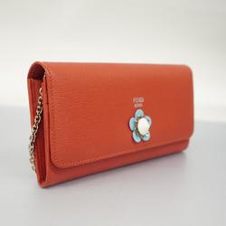 Fendi Shoulder Wallet Leather Red Women's