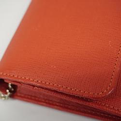Fendi Shoulder Wallet Leather Red Women's