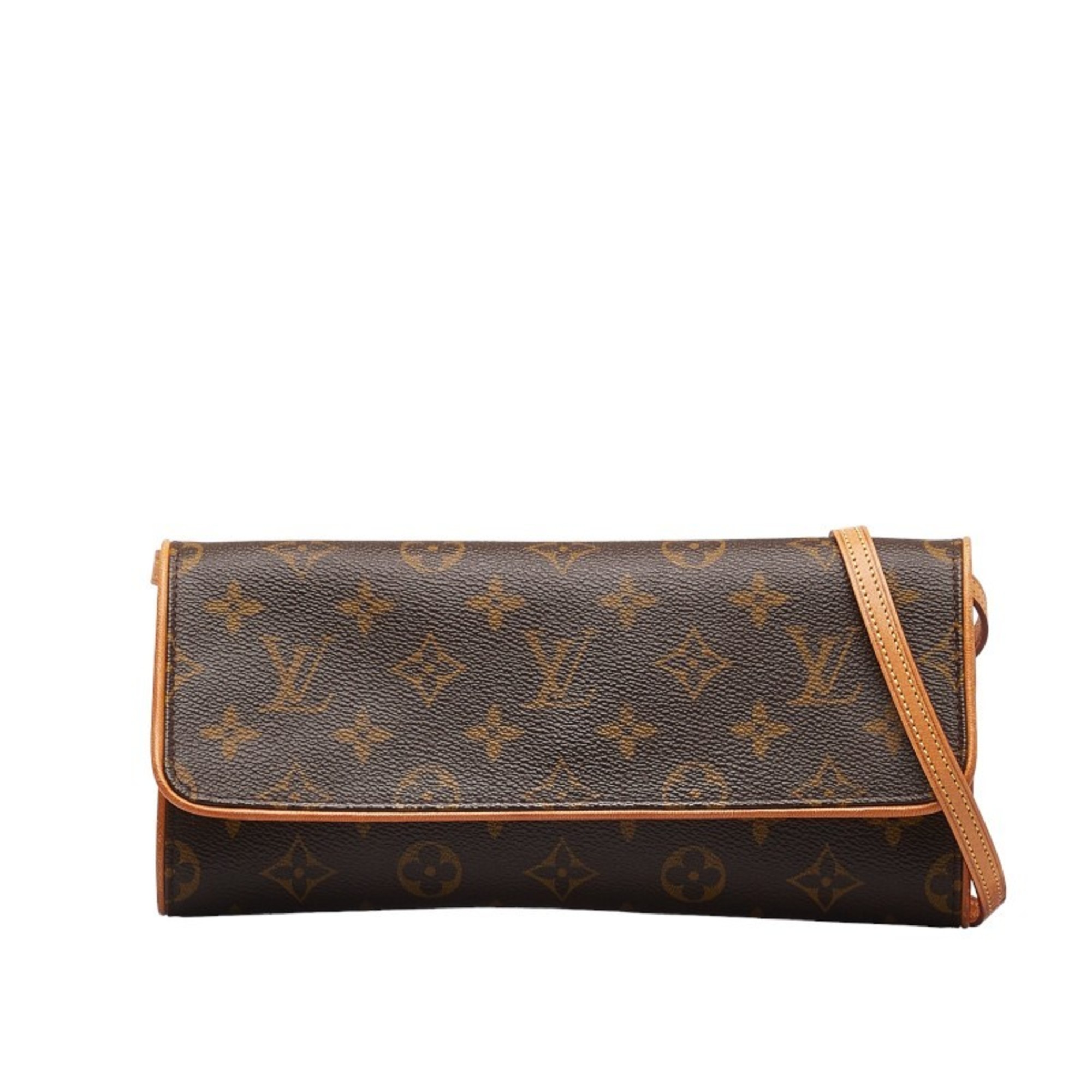 Louis Vuitton Monogram Pochette Twin GM Shoulder Bag M51852 Brown PVC Leather Women's LOUIS VUITTON