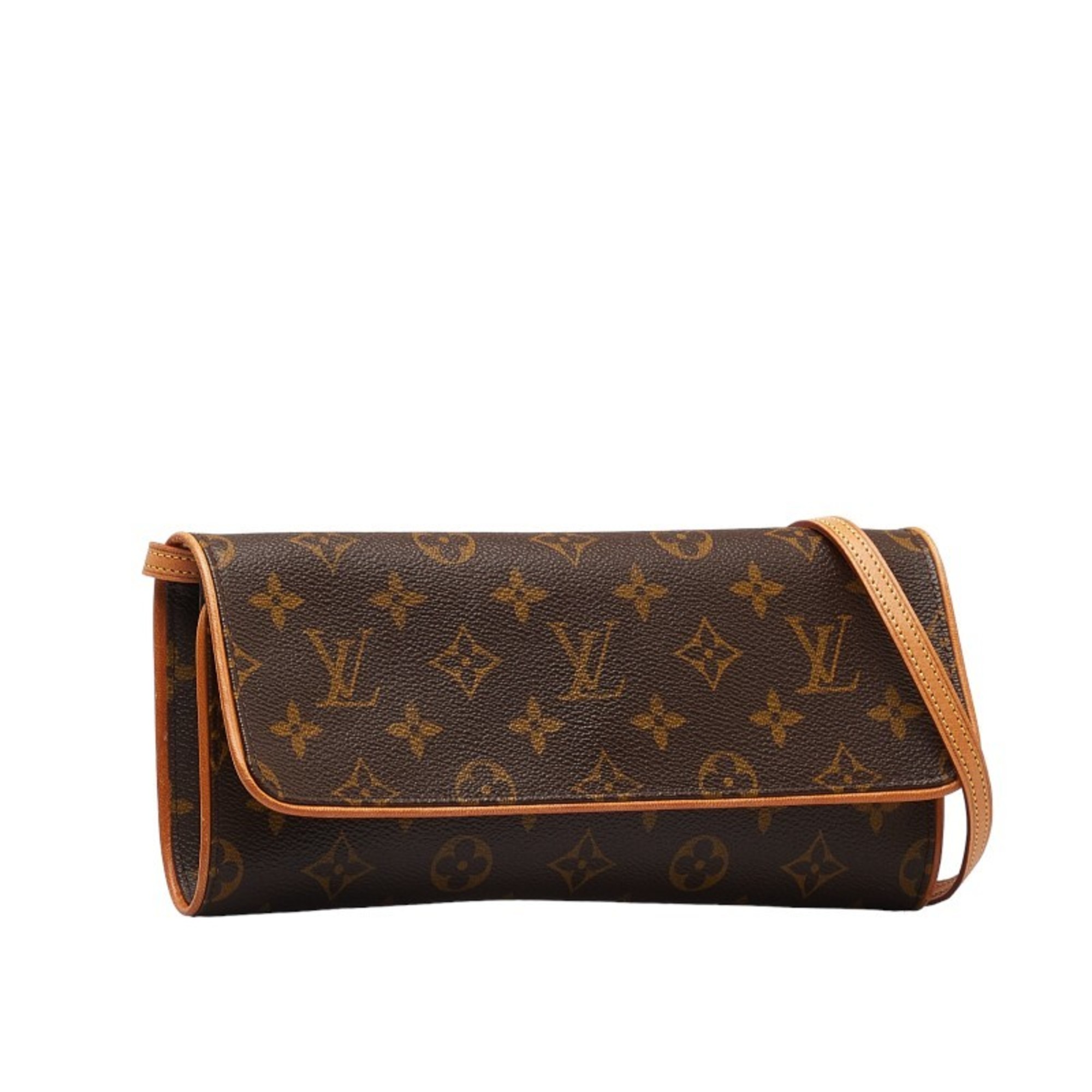 Louis Vuitton Monogram Pochette Twin GM Shoulder Bag M51852 Brown PVC Leather Women's LOUIS VUITTON