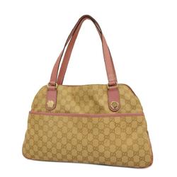 Gucci Tote Bag GG Canvas 163238 Pink Beige Champagne Women's