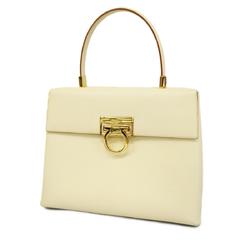 Salvatore Ferragamo Handbag Gancini Leather Ivory Women's