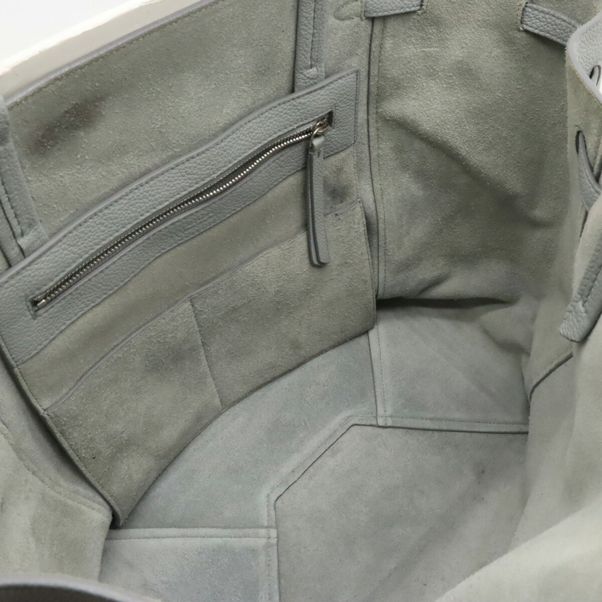 CELINE Cabas Phantom Small Belt Tote Bag Shoulder Leather Light Blue Gray 176023