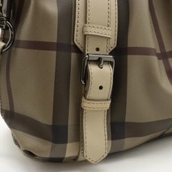 BURBERRY Smoked check shoulder bag PVC leather light beige grey multi