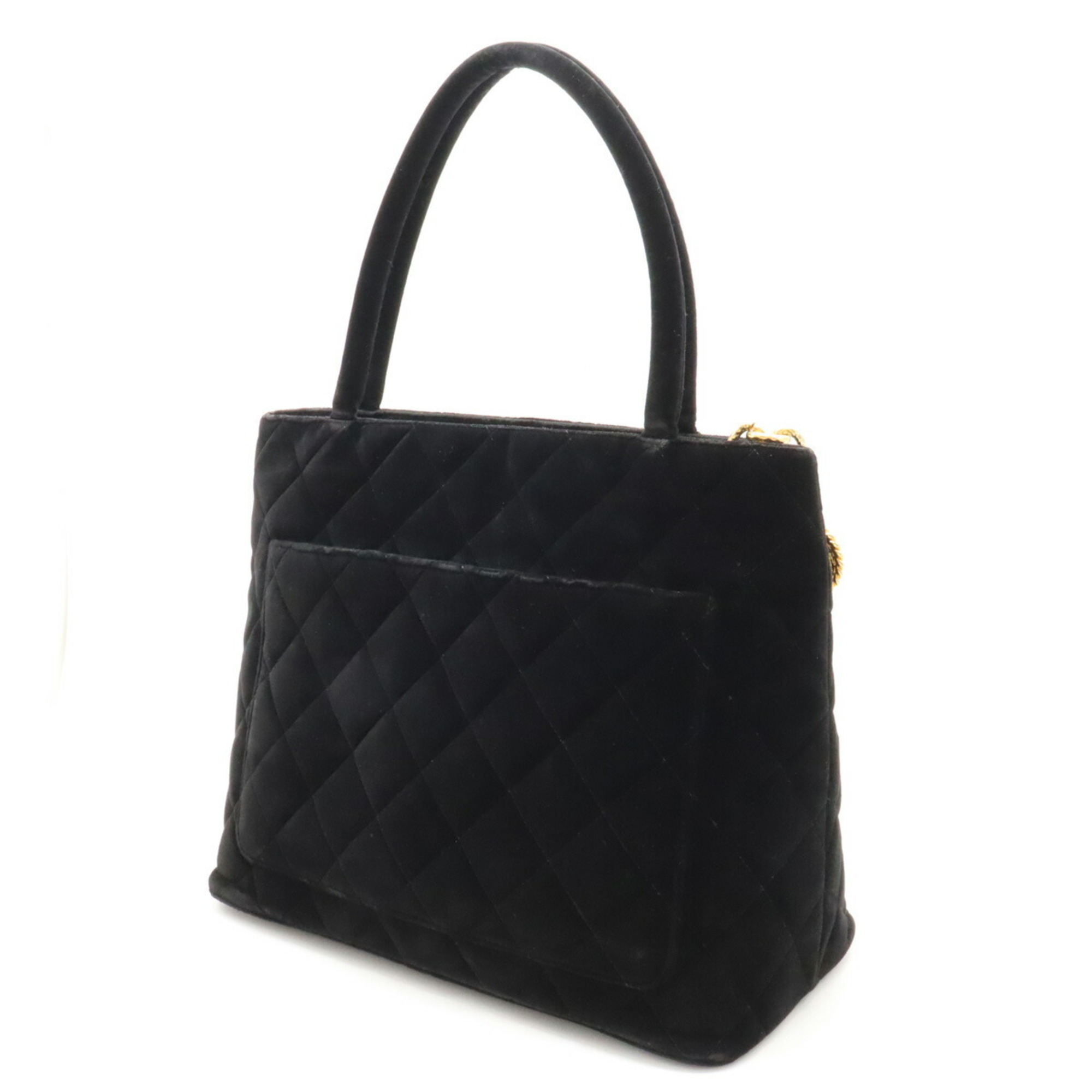 CHANEL Chanel Matelasse Coco Mark Reprint Tote Bag Shoulder Velour Black A01804