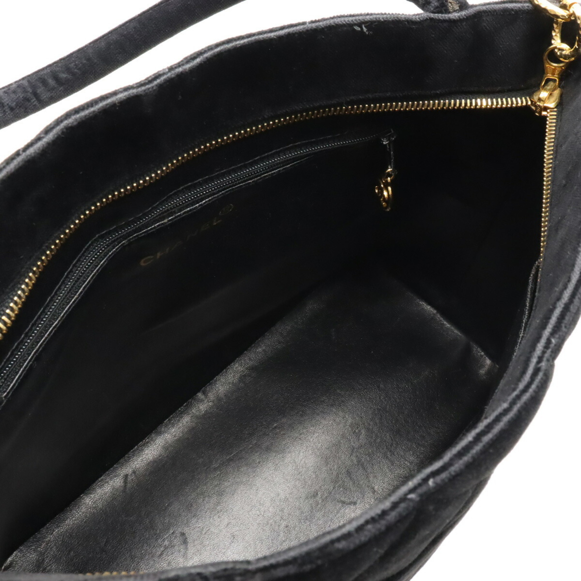 CHANEL Chanel Matelasse Coco Mark Reprint Tote Bag Shoulder Velour Black A01804
