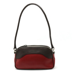 PRADA Prada Shoulder Bag Bicolor Leather PORPORA Red TEAK Dark Brown B10558