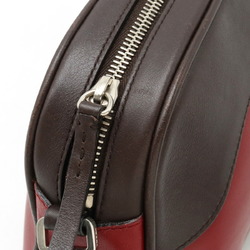 PRADA Prada Shoulder Bag Bicolor Leather PORPORA Red TEAK Dark Brown B10558