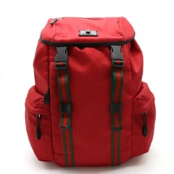 GUCCI Gucci Techno Canvas Web Line Sherry Cat Head Backpack Rucksack Leather Red Black 429037