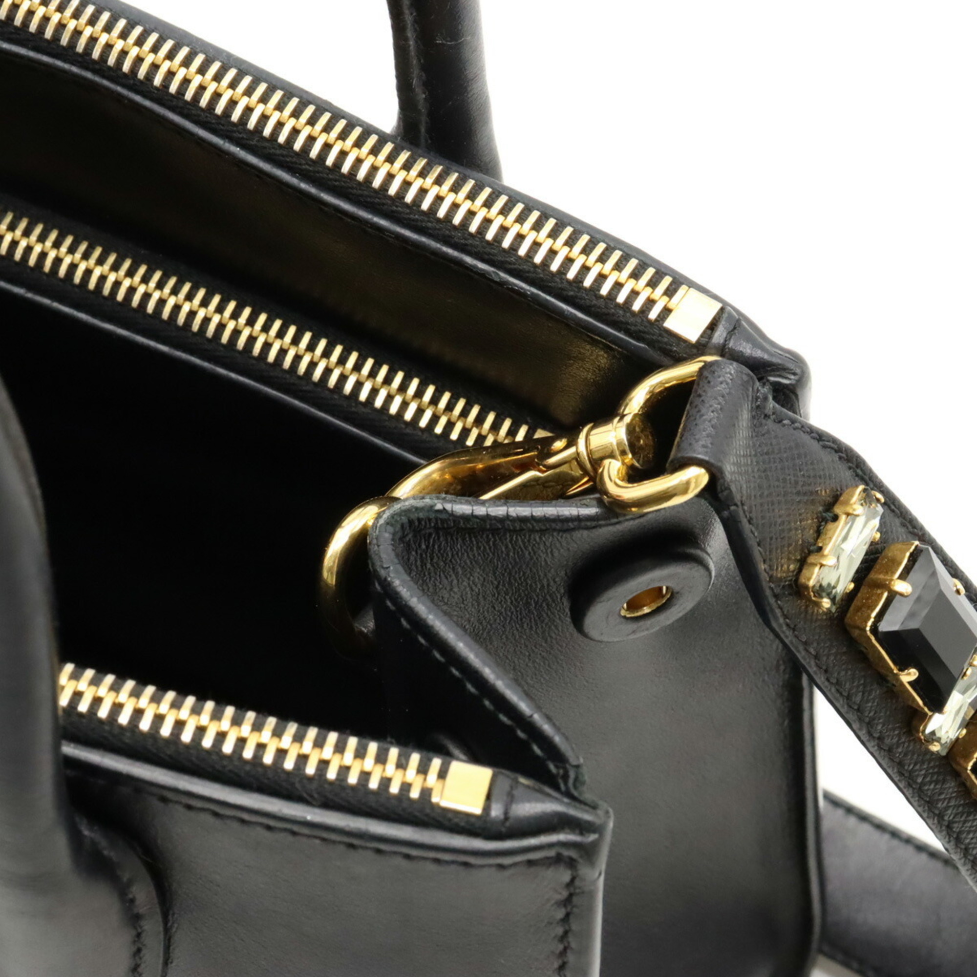 PRADA Prada Paradigm Handbag Shoulder Bag Leather Beads NERO Black Purchased at a domestic boutique 1BA116