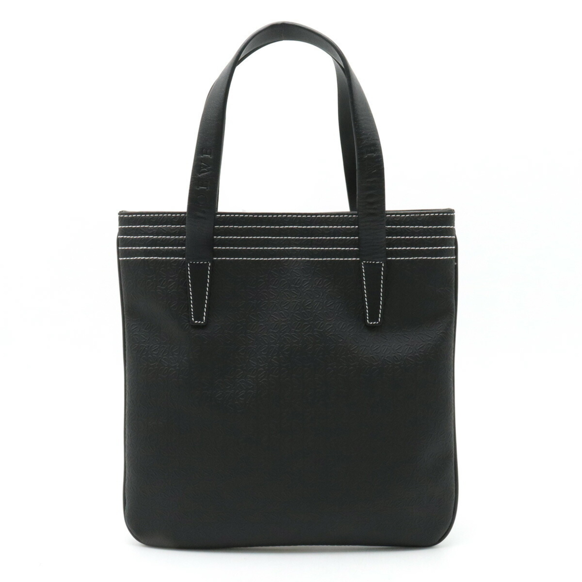 LOEWE Repeat Anagram Handbag Bag PVC Leather Black White