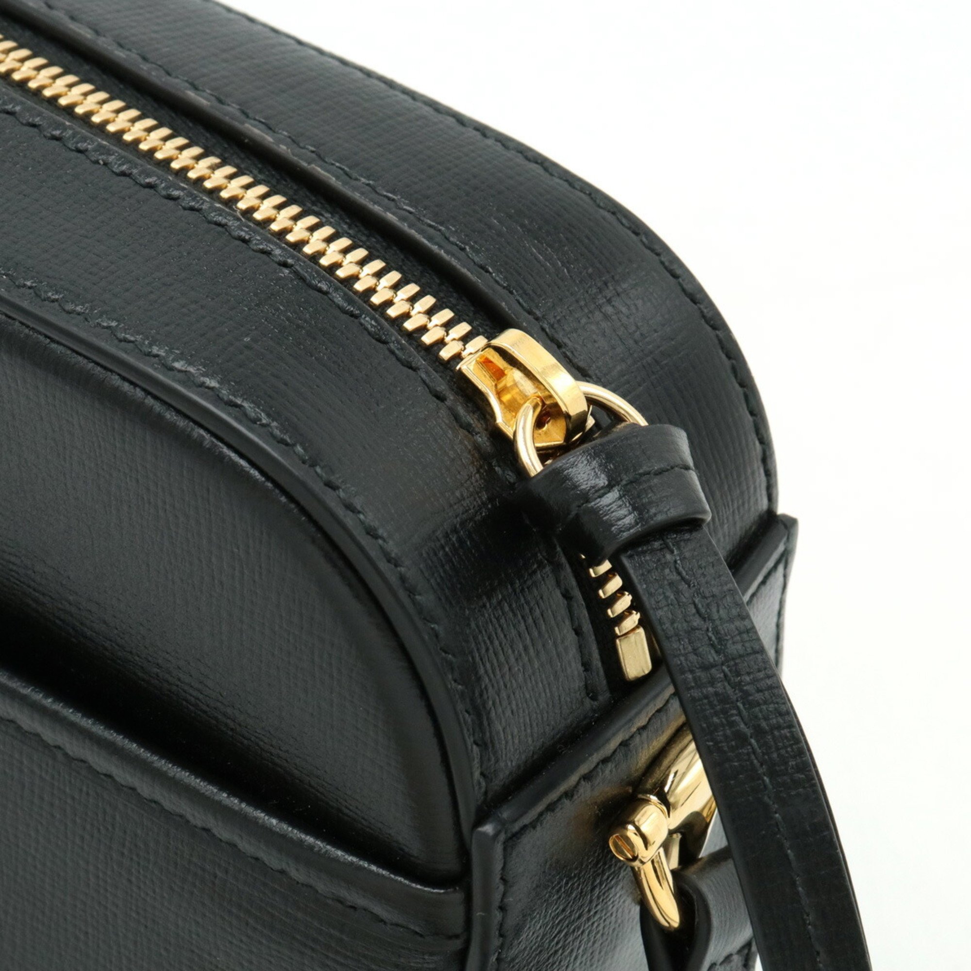 GUCCI Horsebit 1955 Small Shoulder Bag Pochette Leather Black 760196