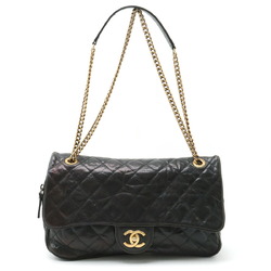 CHANEL Chanel Matelasse Coco Mark Chain Shoulder Bag Double Caviar Skin Leather Black Processing