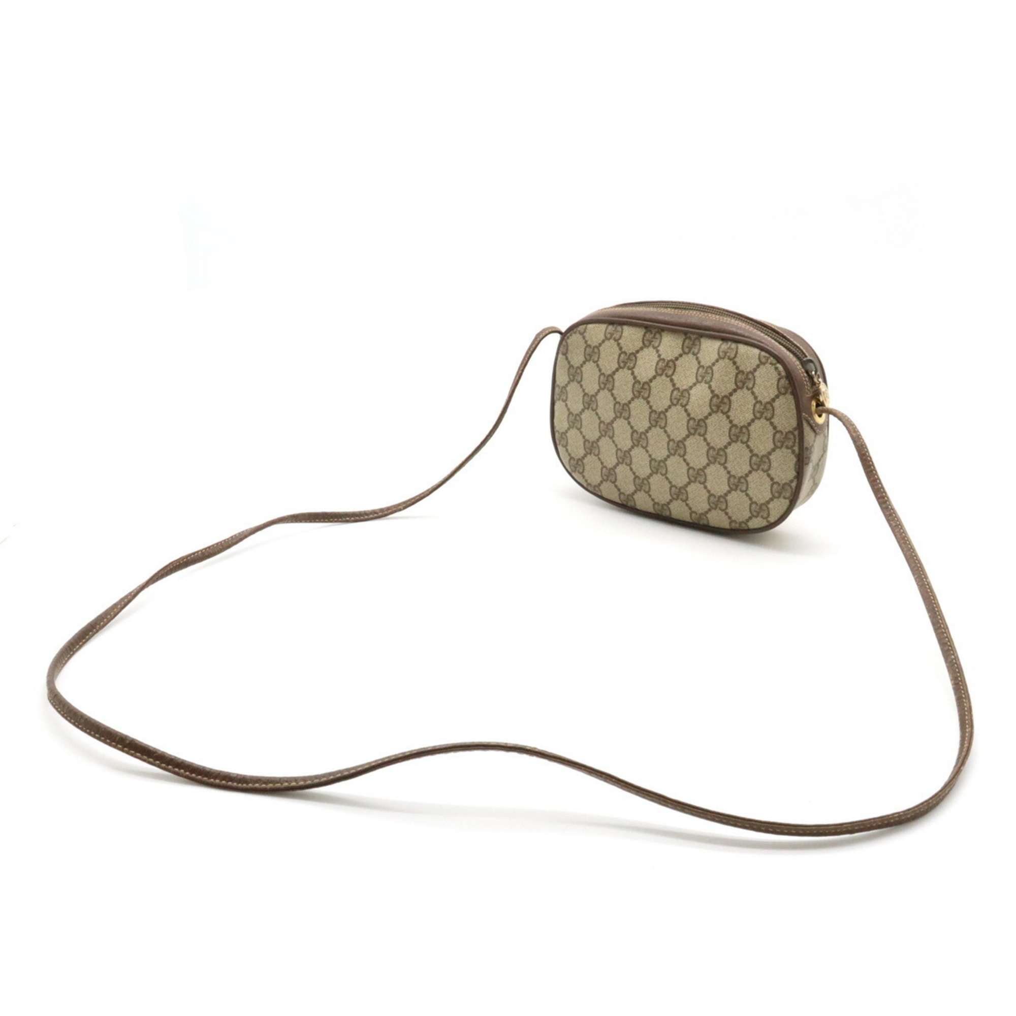 GUCCI Old Gucci GG Plus Sherry Line Shoulder Bag Pochette Khaki Beige Brown 007.754.6112