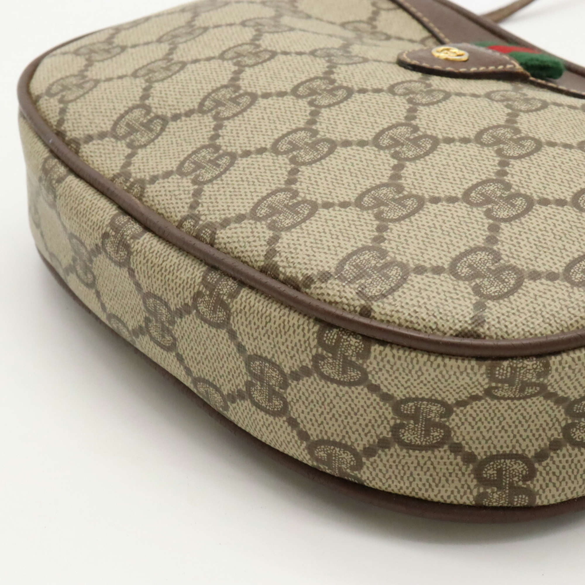 GUCCI Old Gucci GG Plus Sherry Line Shoulder Bag Pochette Khaki Beige Brown 007.754.6112