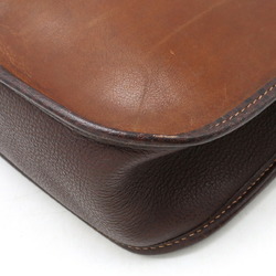 HERMES Vespa GM Shoulder Bag Amazonia Leather Dark Brown □D Stamp