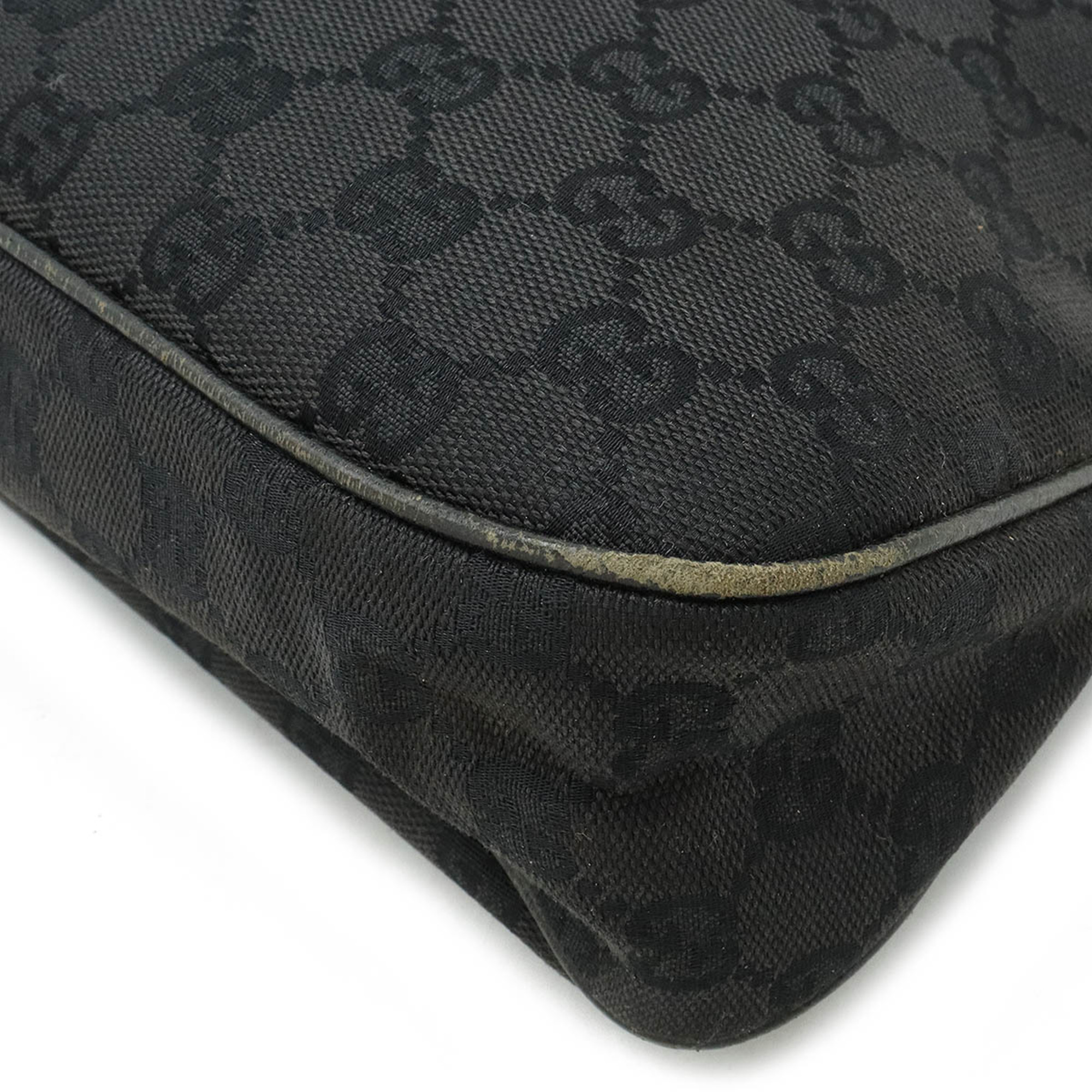 GUCCI GG canvas shoulder bag tote leather black 121023