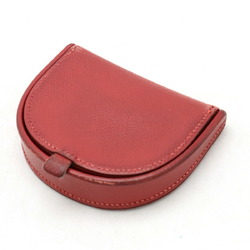 HERMES Burgundy coin case, purse, horseshoe-shaped, Cushvel, leather, red, A stamp