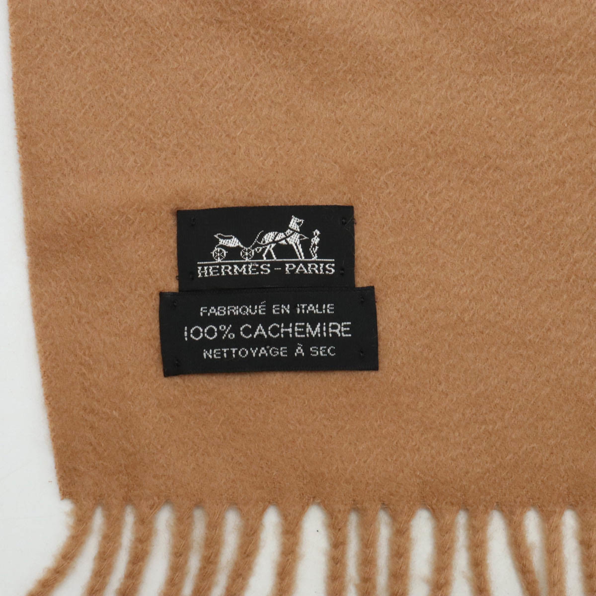 HERMES Large scarf, 100% cashmere, camel, brown
