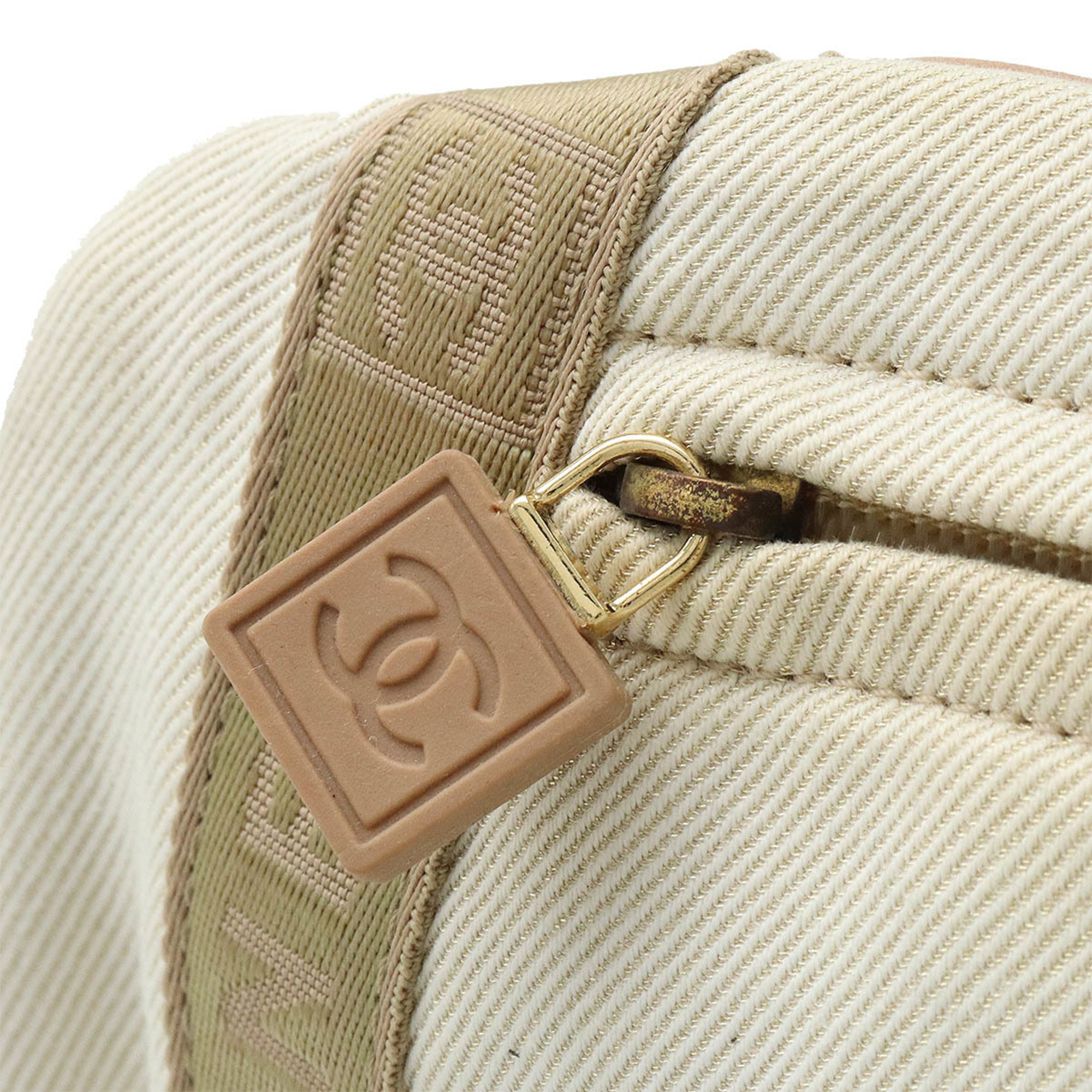 CHANEL Chanel Sport Line Coco Mark Body Bag Waist Pouch Canvas Ivory Beige