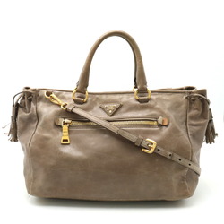 PRADA Prada Tassel Handbag Shoulder Bag Leather Khaki Brown BN1921
