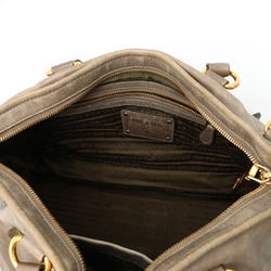 PRADA Prada Tassel Handbag Shoulder Bag Leather Khaki Brown BN1921