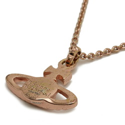 Vivienne Westwood Orb Motif Necklace Pendant Brass Rhinestone Pink Gold