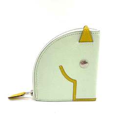 Hermes Wallet Paddock White x Yellow Wallet/Coin Case Coin Purse Horse Serie Women's Chevre Leather HERMES