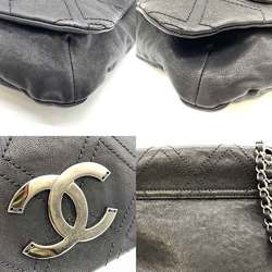 CHANEL Bag Wild Stitch Chain Shoulder Black Crossbody Women's Calf Leather A32453
