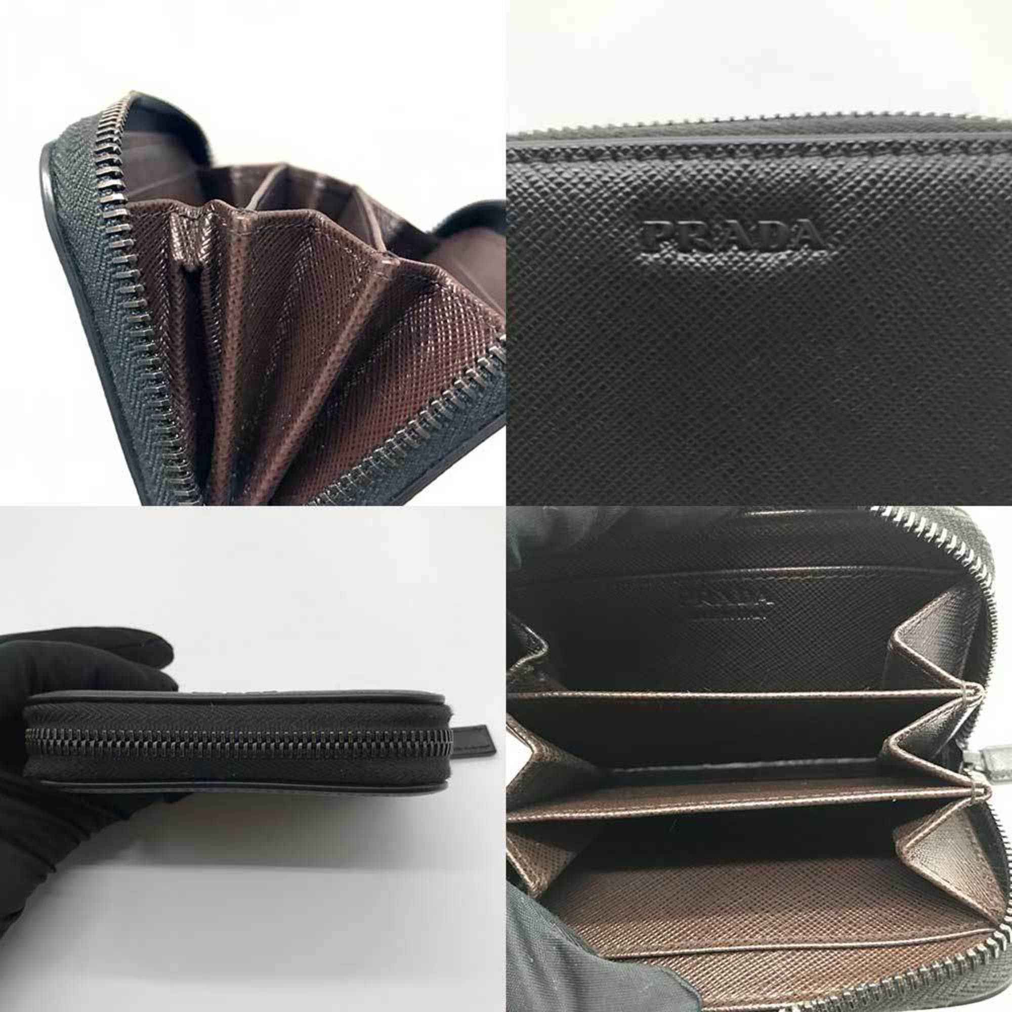 PRADA Wallet/Coin Case Saffiano Leather Black