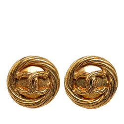 Chanel Coco Mark Earrings Gold Plated Women's CHANEL