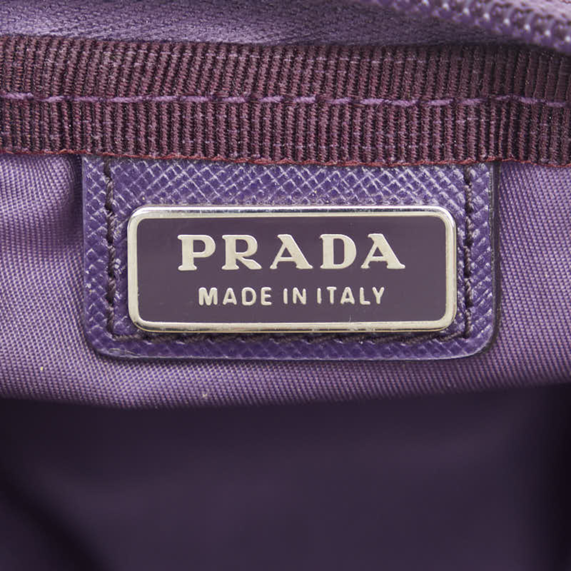 Prada Triangle Plate Pouch Purple Nylon Women's PRADA