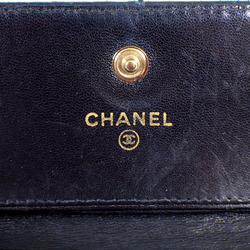 CHANEL Caviar Skin No. 7 Black Double Tri-fold Wallet