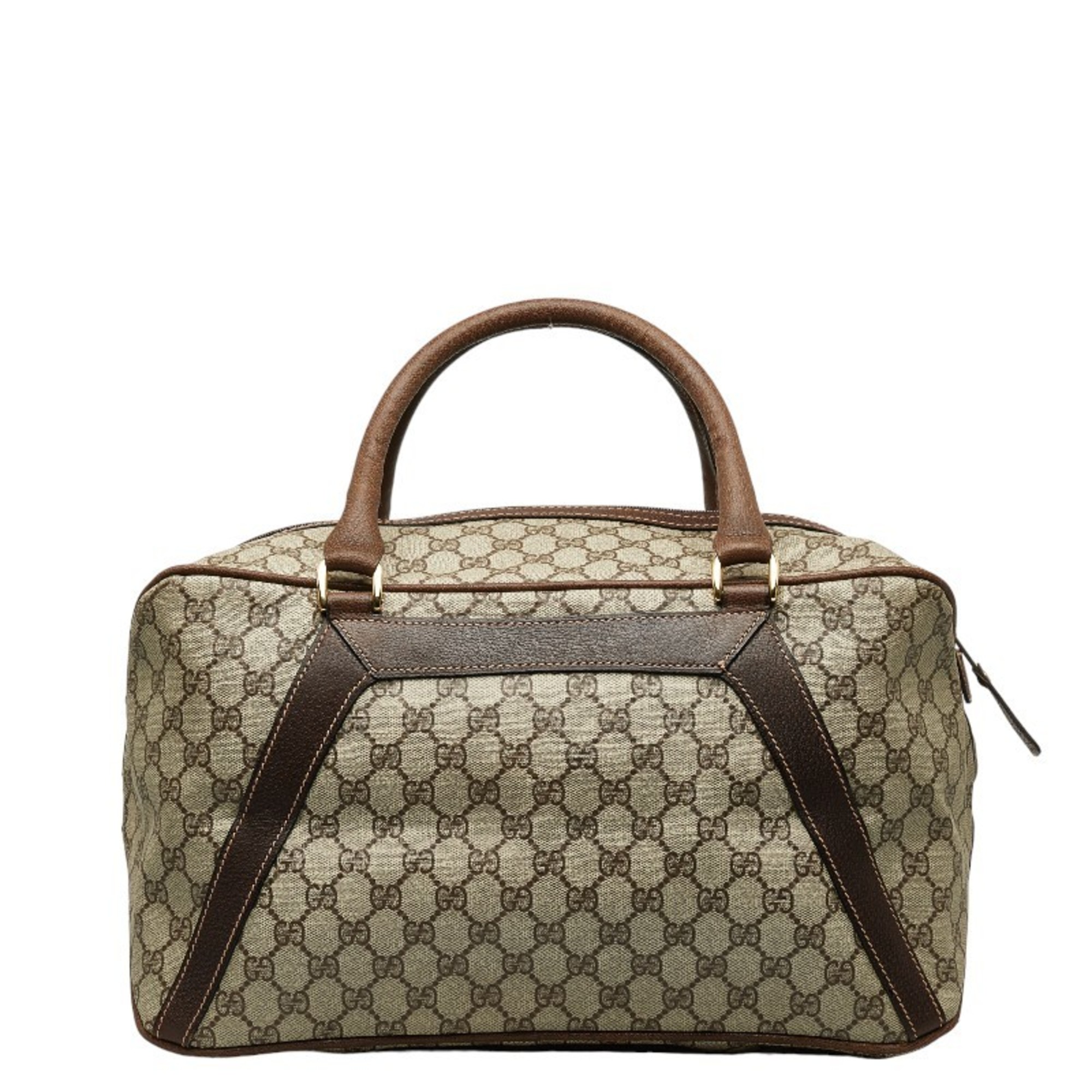 Gucci GG Supreme Boston Bag Travel Beige Brown PVC Leather Women's GUCCI